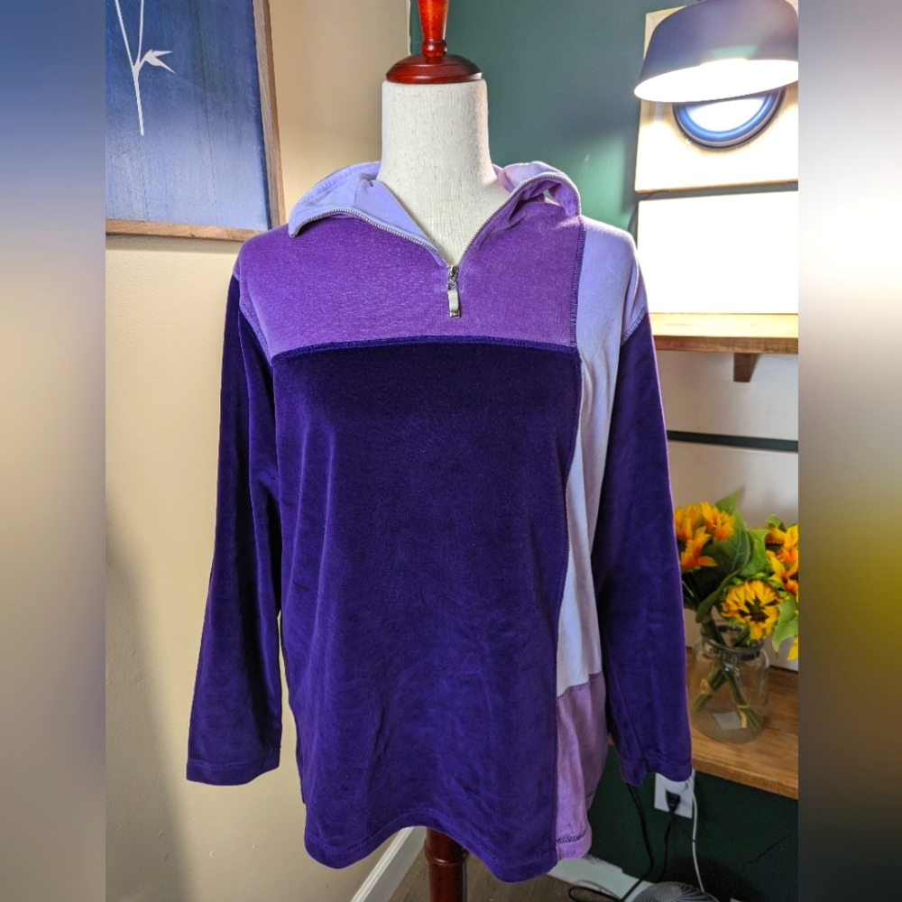 NWT Rare Vintage Jason Maxwell Velvet Long Sleeve Color Block Blouse Size M
